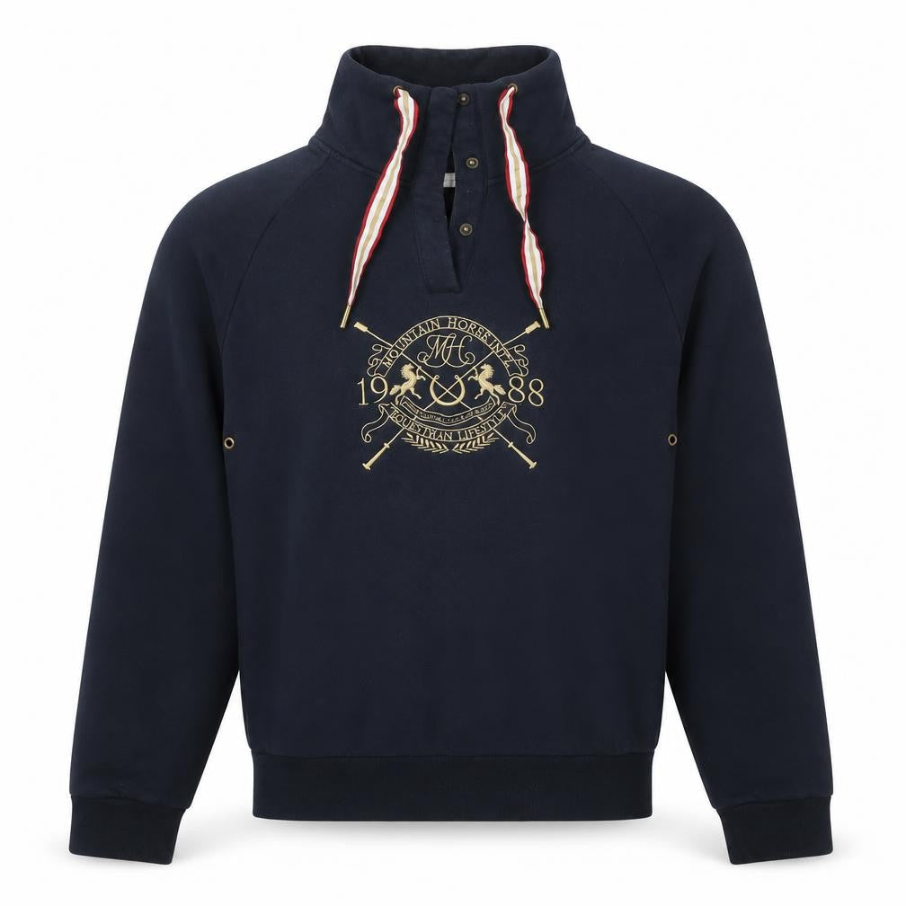 Mountain Horse Men’s Blue M Henley Equestrian Sweatshirt