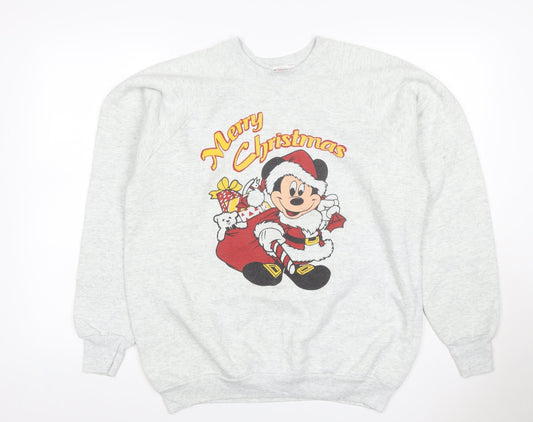 Fruit of the Loom Men’s Grey XL Mickey Mouse Christmas Sweatshirt