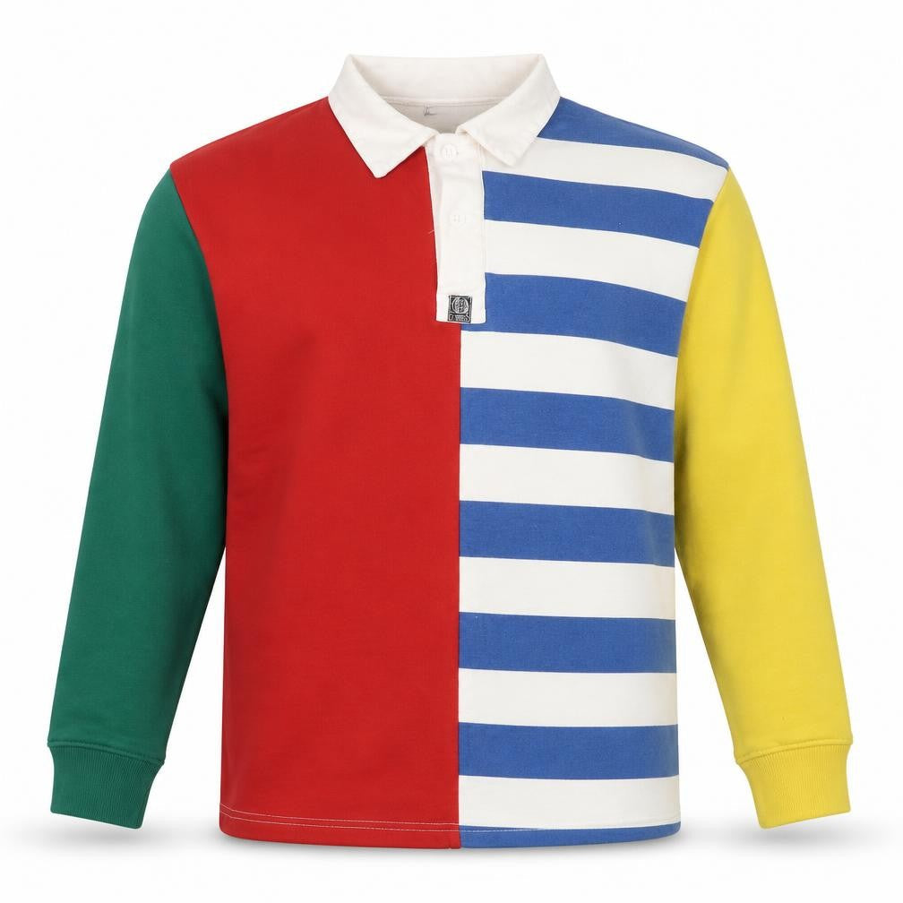 2-MINDS Men Multicoloured M Striped Henley Collared Sweatshirt
