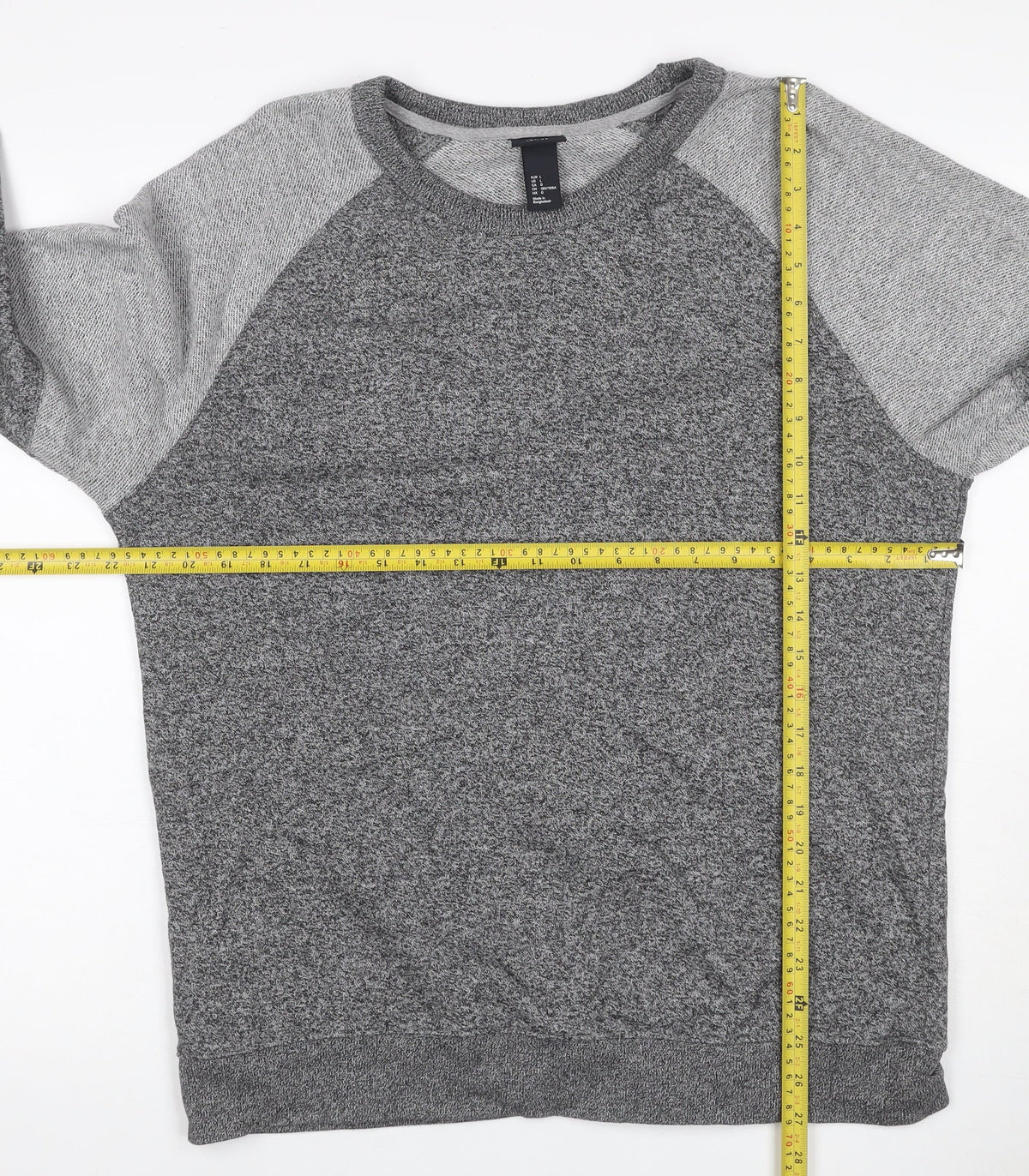 H&M Men’s Grey Marl L Pullover Crew Neck Cotton Blend Sweatshirt