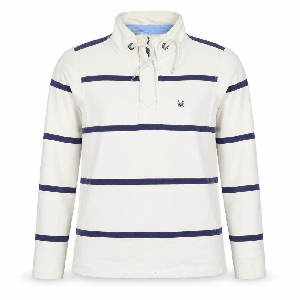 Crew Clothing Co Women Ivory Blue Stripe Size 12 1/4 Zip Henley Sweatshirt