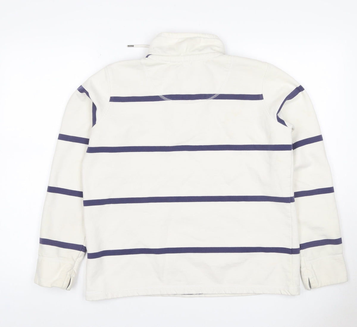 Crew Clothing Co Women Ivory Blue Stripe Size 12 1/4 Zip Henley Sweatshirt