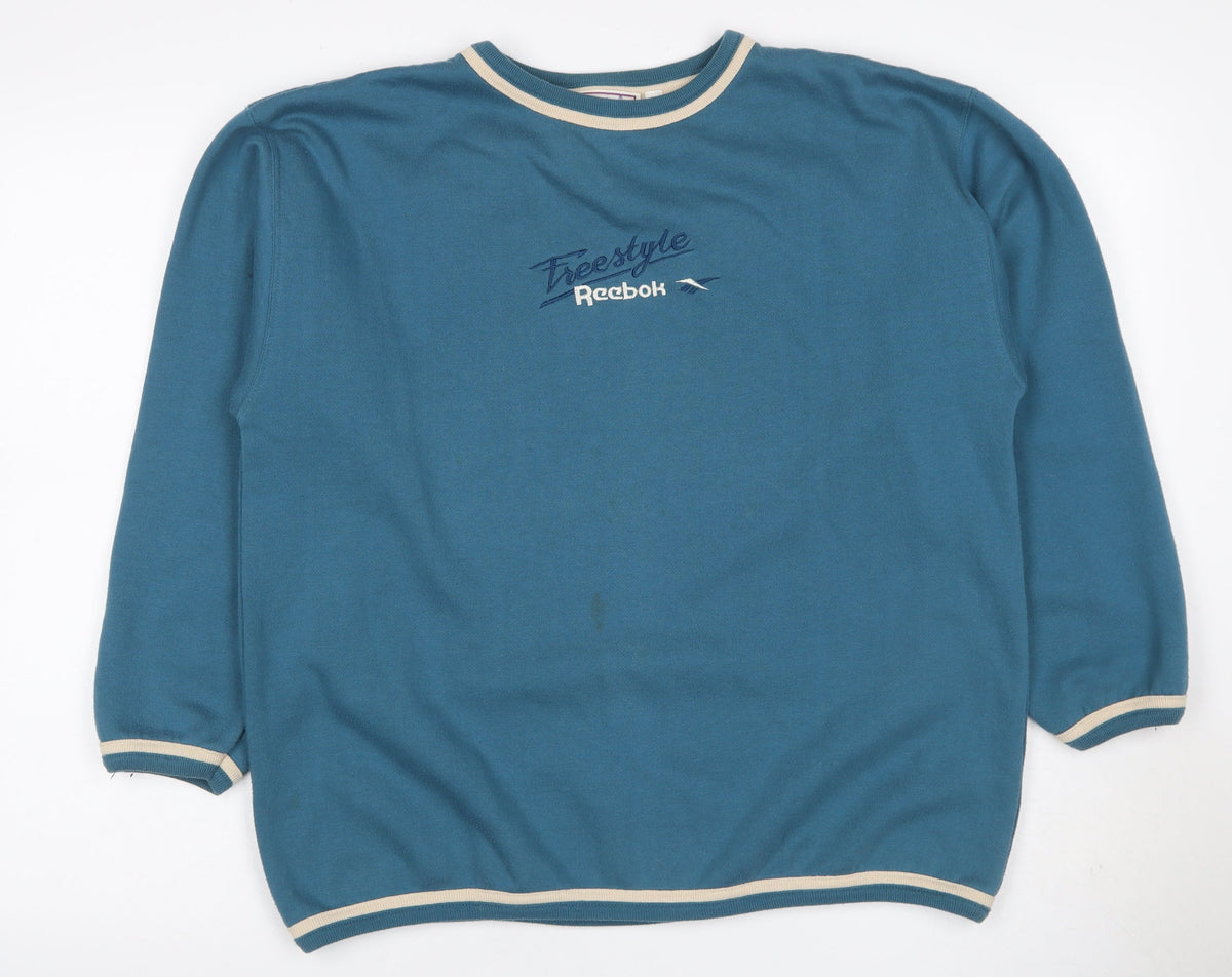 Reebok Teens Blue Size 12 Vintage Freestyle Logo Fleece Pullover Sweatshirt