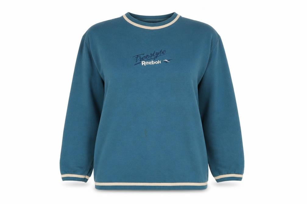 Reebok Teens Blue Size 12 Vintage Freestyle Logo Fleece Pullover Sweatshirt
