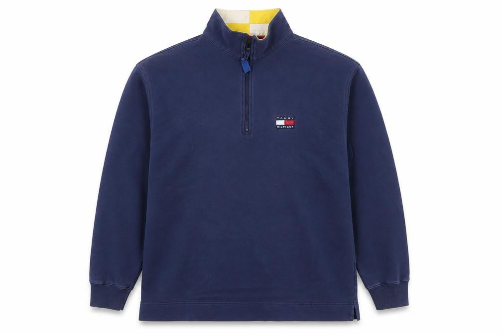 Tommy Hilfiger Men’s Navy M 1/4 Zip Logo Vintage Sweatshirt