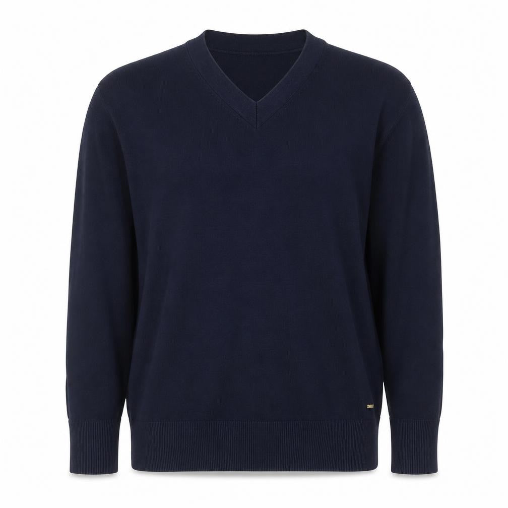 Tommy Hilfiger Men’s Blue M V-Neck Cotton Knit Pullover Jumper