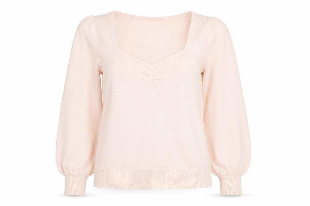 Oasis Women Pink S Square Neck Balloon Sleeve Viscose Knit Jumper