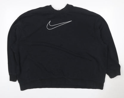 Nike Womens Black 2XL Pullover Crew Neck Logo Sweatshirt