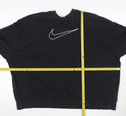 Nike Womens Black 2XL Pullover Crew Neck Logo Sweatshirt