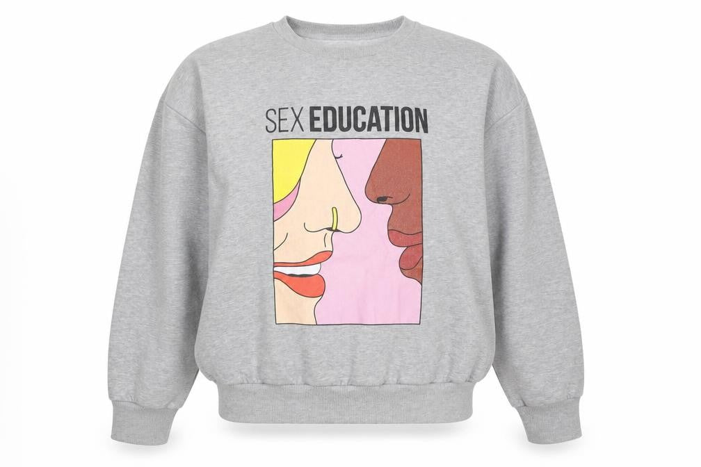Primark Women Grey M Sex Education Graphic Print Pullover Sweatshirt