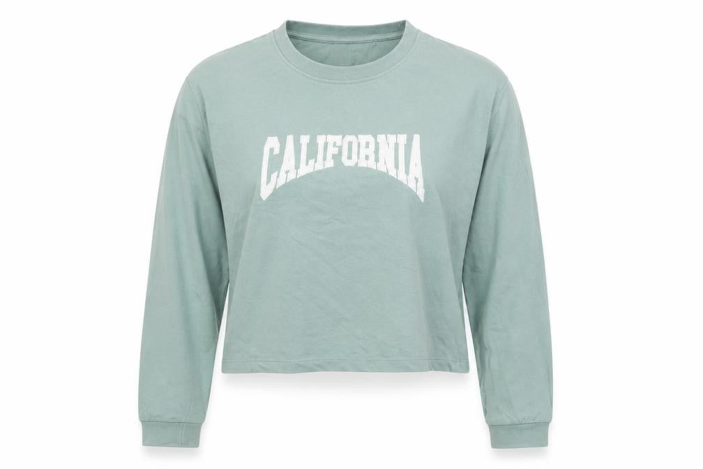 Studiofit Women’s Green XL California Graphic Print Crew Neck Sweatshirt