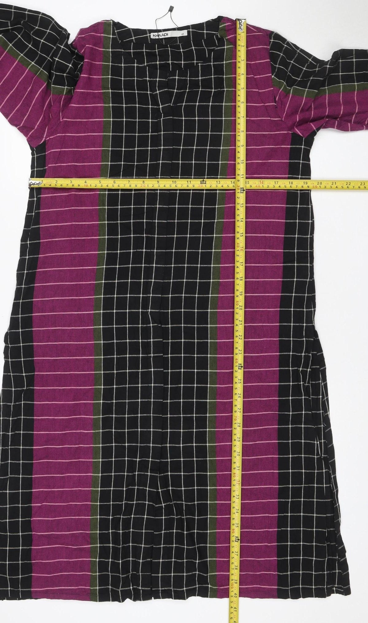 Khaadi Women Multicoloured UK 10 Shift Midi Check Cotton Dress