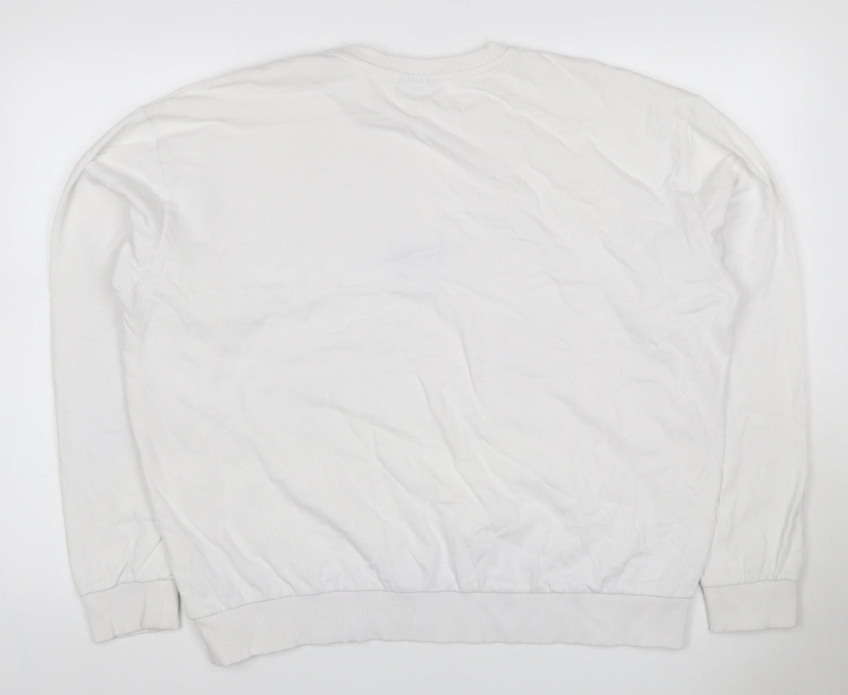 Topshop Women White UK 16 Pullover Sweatshirt Blue Butterfly Graphic