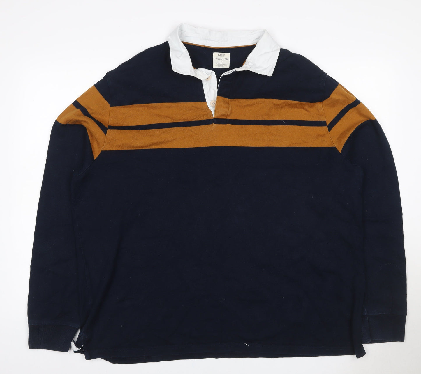Marks & Spencer Men’s Navy Mustard 3XL Rugby Henley Sweatshirt