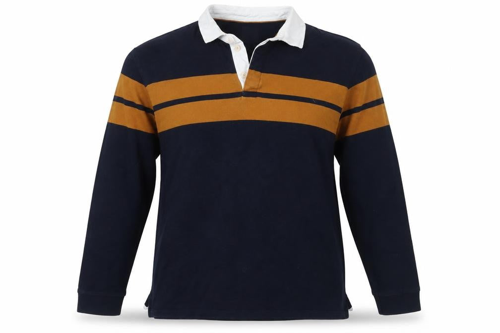 Marks & Spencer Men’s Navy Mustard 3XL Rugby Henley Sweatshirt