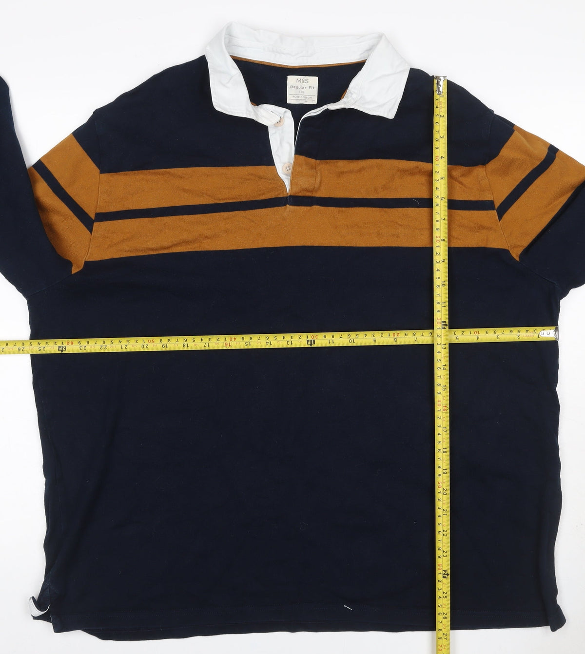 Marks & Spencer Men’s Navy Mustard 3XL Rugby Henley Sweatshirt