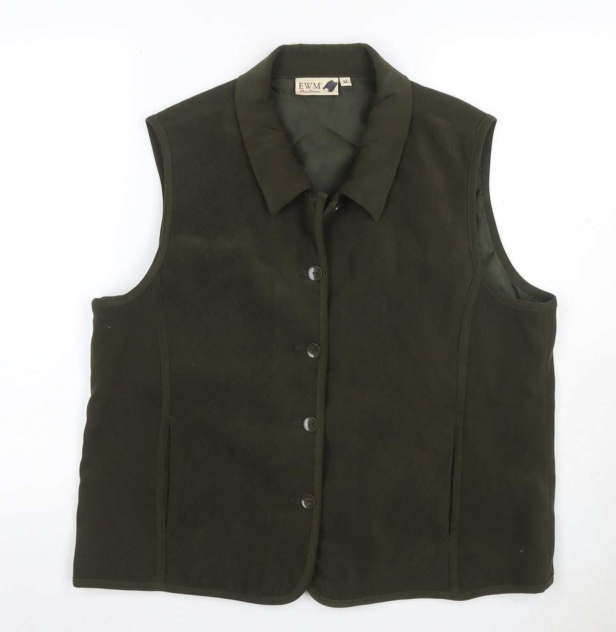 EWM Women’s Black UK 12 Quilted Collared Button Waistcoat