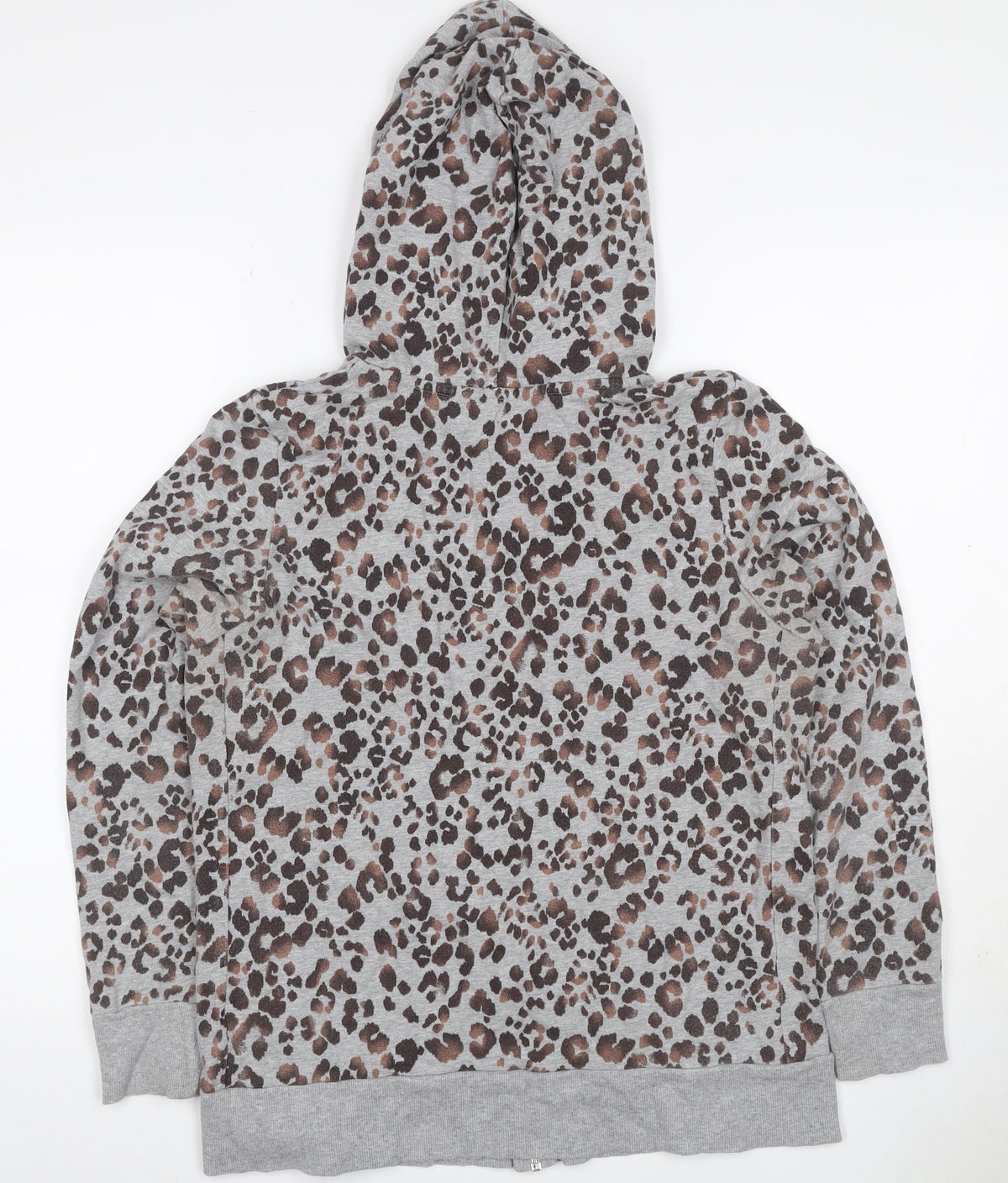 Marks & Spencer Womens Grey Leopard Print Full Zip Hoodie UK 14