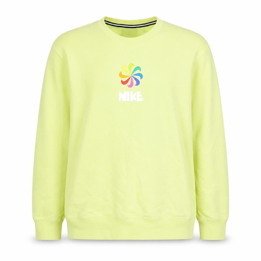 Nike Women Yellow M Pullover Sweatshirt Rainbow Logo Crew Neck