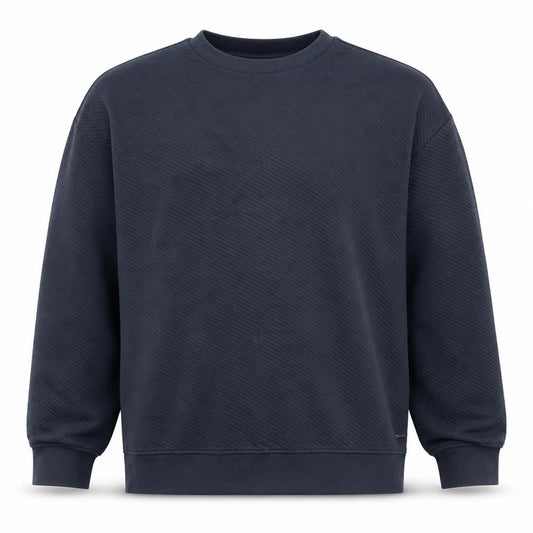 Autograph Men’s Blue 2XL Textured Crew Neck Pullover Sweatshirt Logo
