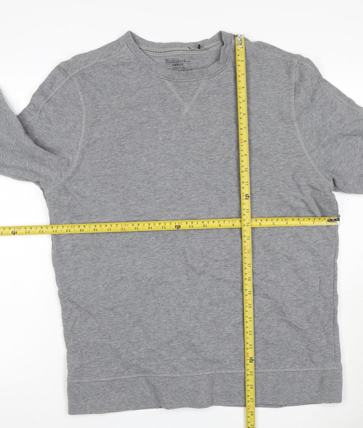Blue Harbour Men Grey L Crew Neck Pullover Cotton Sweatshirt