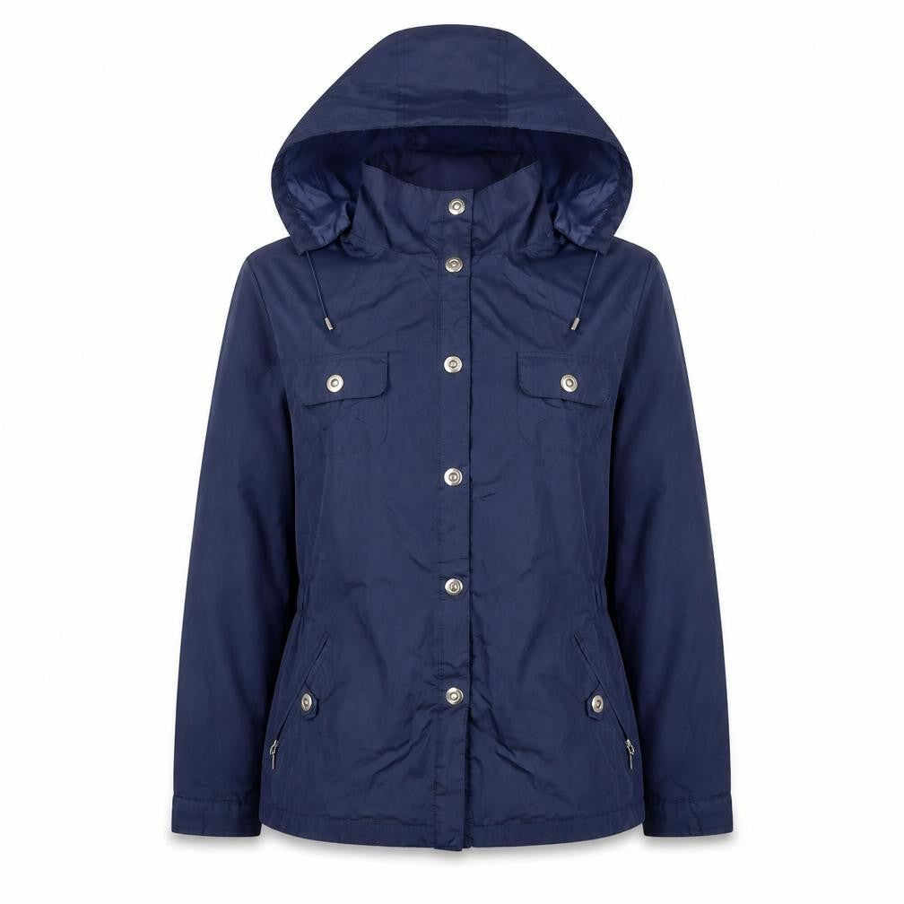 Dunnes Stores Women Blue UK 12 Hooded Parka Jacket Zip Pockets