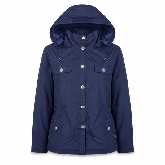 Dunnes Women Blue UK 12 Hooded Parka Jacket Zip Pockets
