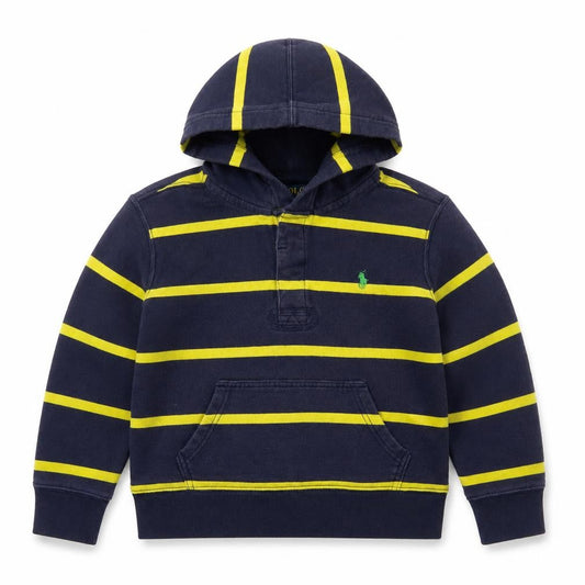 Polo Ralph Lauren Boys Blue Yellow Striped 1/4 Zip Hoodie M 10-12 Years