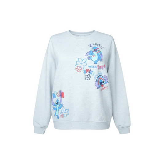 Disney Mens Stitch Grey Graphic Pullover Sweatshirt L