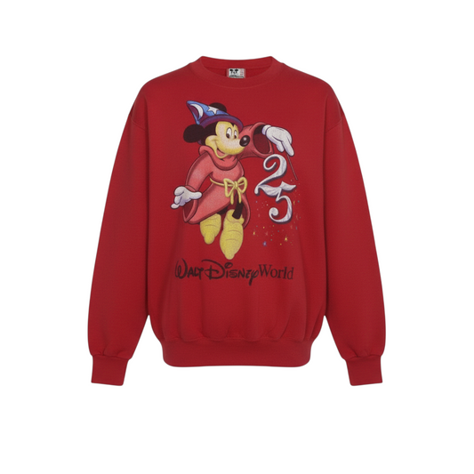 Disney Men Red Mickey Mouse 25th Anniversary Pullover Sweatshirt Medium