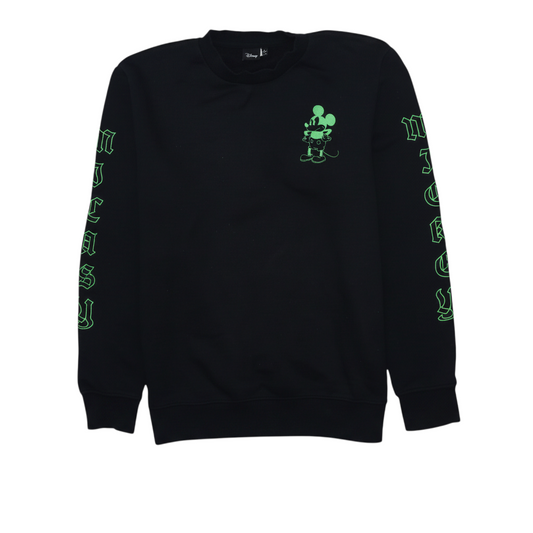 Disney Men Black L Sweatshirt Crew Neck Mickey Graphic Pullover