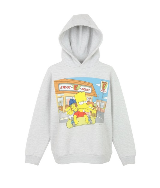 Primark Boys Grey Bart Simpson Hoodie 9-10 Years Pullover Fleece