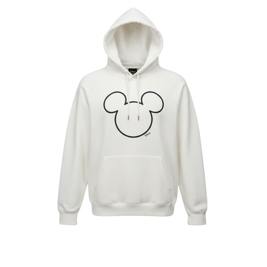 H&M Women’s White Disney Mickey Hoodie L 80% Cotton Pullover Hooded Sweatshirt
