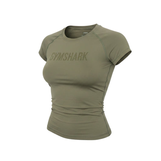 Prewornwholesale green racerback sports bra with medium support and seamless construction for activewear.
