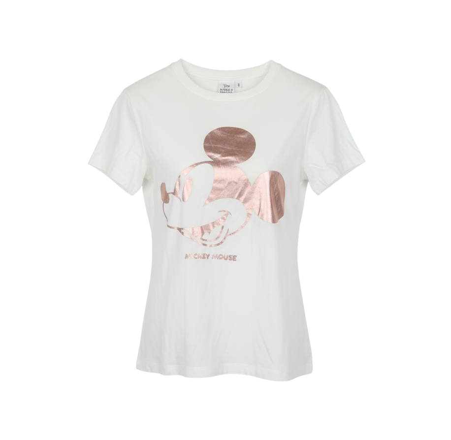 Disney Women’s White Mickey Mouse Short Sleeve Cotton T-Shirt S