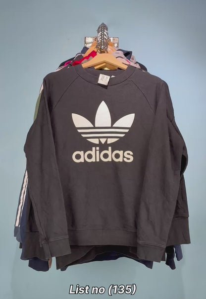 Preloved Adidas Sweatshirts Grade A/B for Resale - 5 Piece