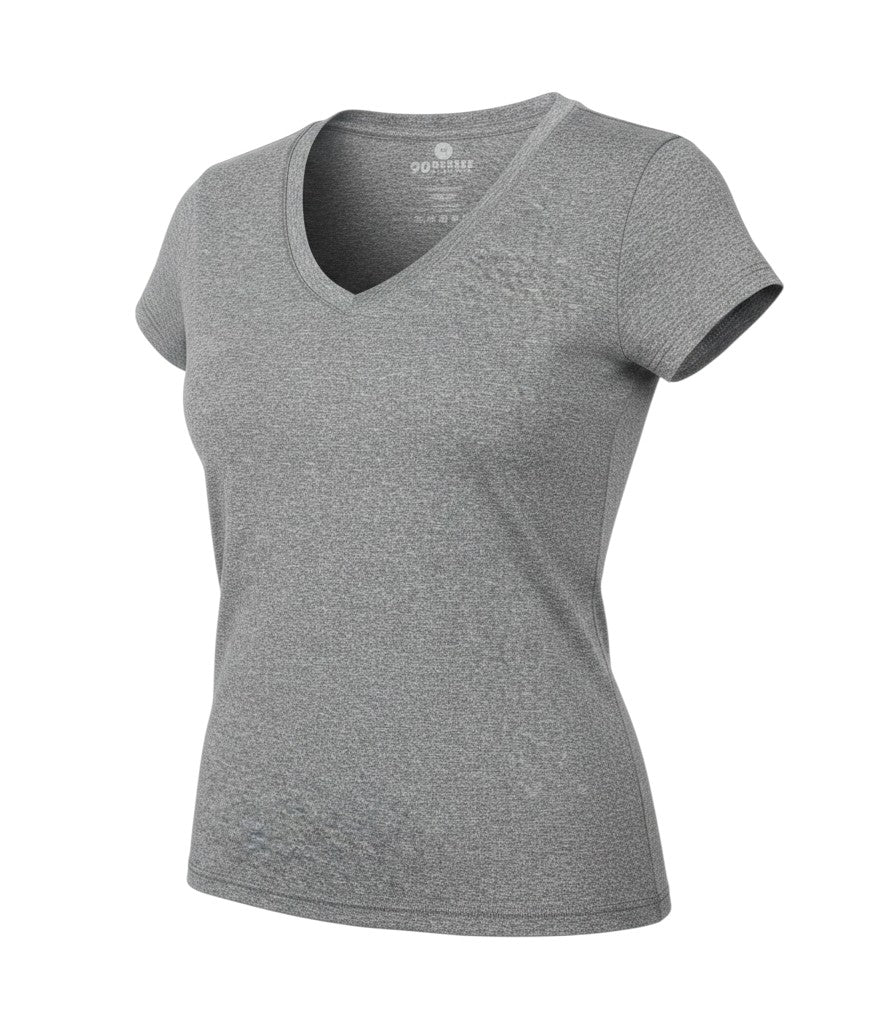 90 Degree Womens Grey  Polyester Basic T-Shirt Size XS V-Neck Pullover