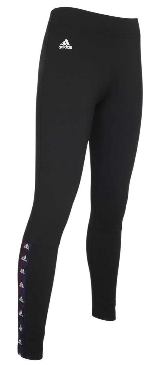 Prewornwholesale adidas women's black cotton carrot leggings with side logo tape detail
