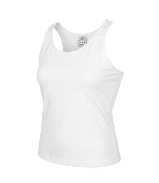 Prewornwholesale Adidas white Climalite racerback sports tank top with scoop neckline for women