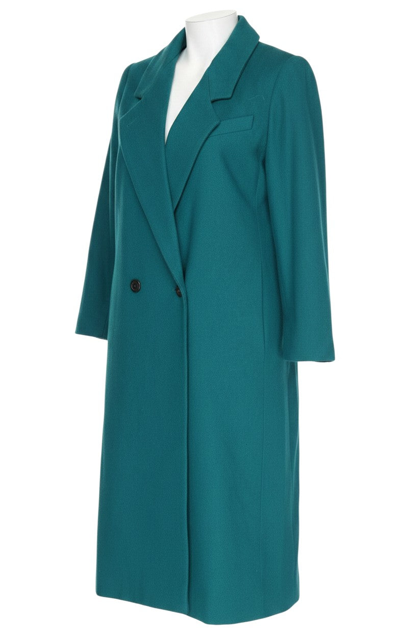 Adolfo Classics Women's Green Wool Long Overcoat Size 8