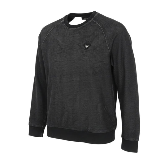 Prewornwholesale Armani Jeans black crew neck sweatshirt with raglan sleeves and chest logo badge