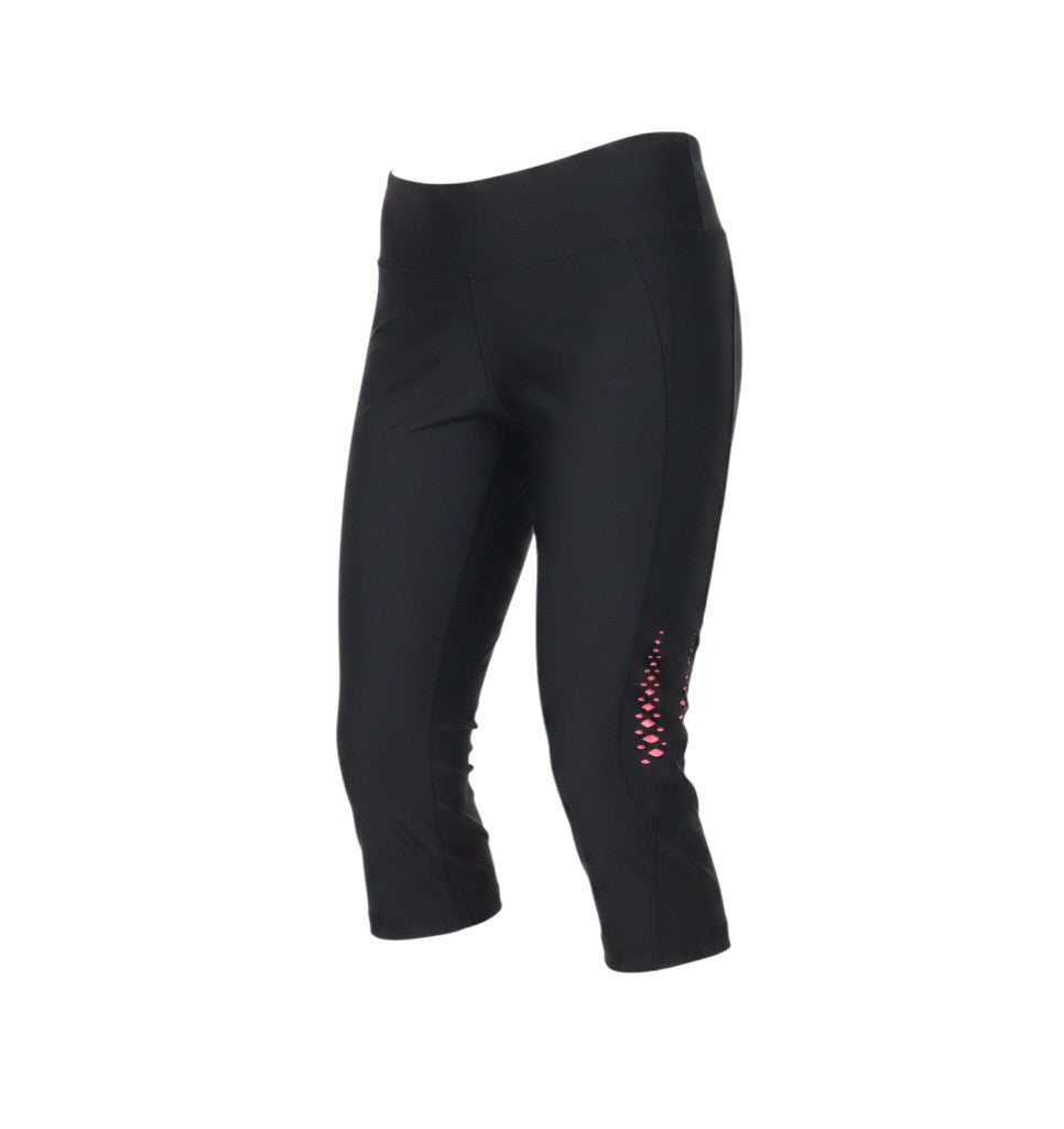 Prewornwholesale Athletic Works black compression capri shorts with pink laser-cut side detailing