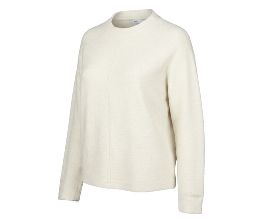 Prewornwholesale Marks and Spencer beige crew neck fleece pullover sweatshirt with minimalist seam detail