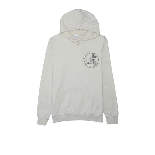 Prewornwholesale beige Disney Mickey Mouse cotton pullover hoodie with long sleeves and front graphic print