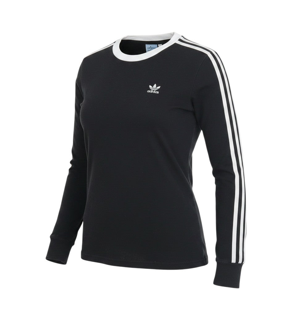 Prewornwholesale black long sleeve adidas crew neck t-shirt with white 3-stripes and Trefoil logo
