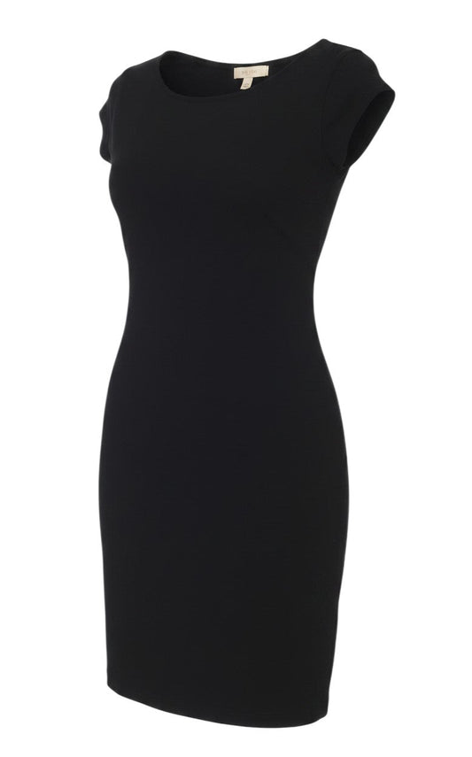 Prewornwholesale black L.O.G.G. bodycon knee-length jersey dress with short sleeves and a scoop neckline.