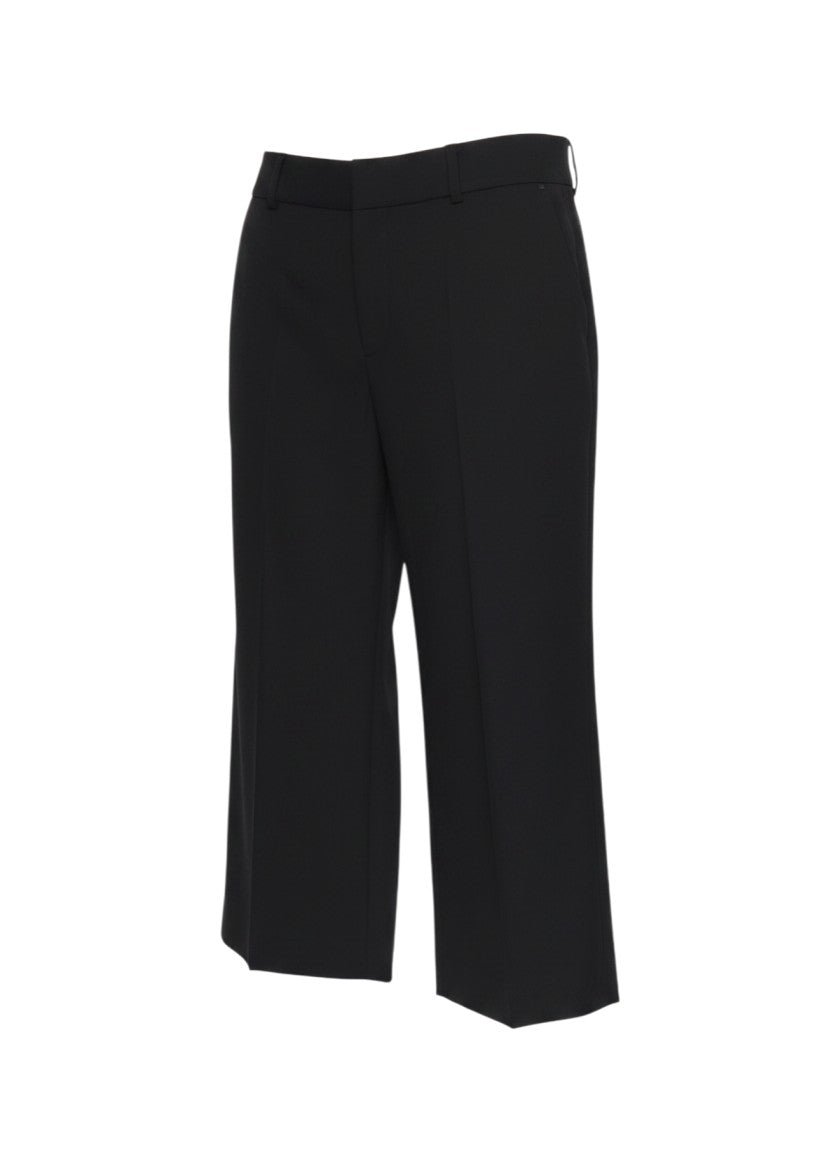 Prewornwholesale EAST black cropped wide-leg trousers with a mid-rise fit and clean tailored silhouette.