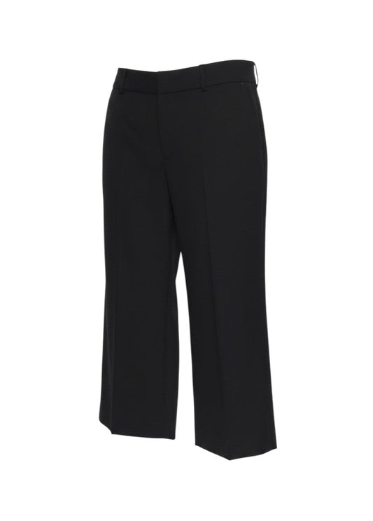 Prewornwholesale EAST black cropped wide-leg trousers with a mid-rise fit and clean tailored silhouette.