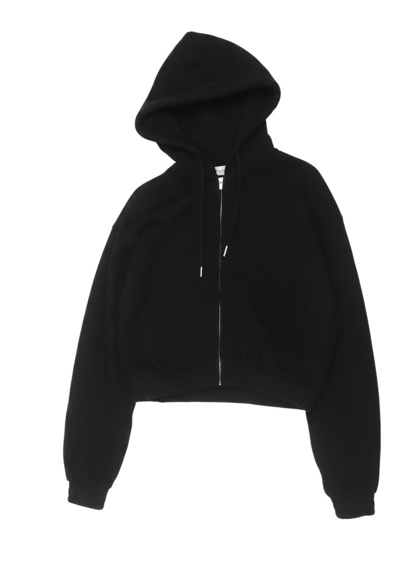 Prewornwholesale H&M Divided black full zip cropped hoodie with drawstring hood and ribbed hem in cotton blend