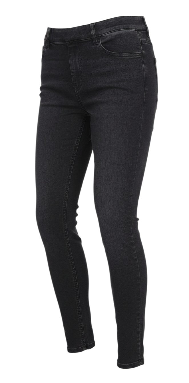 Prewornwholesale M&S women's black denim jegging jeans with a slim fit and classic five-pocket styling.